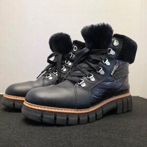 Oscar Sport Women's Italian Leather Boots Size 38 – Black Fur Lined, Snakeskin